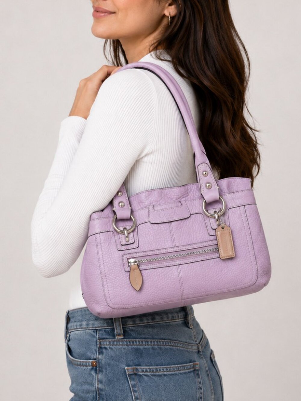 Coach Penelope Shoulder Bag F14686 Lilac Purple Pebbled Leather 2009